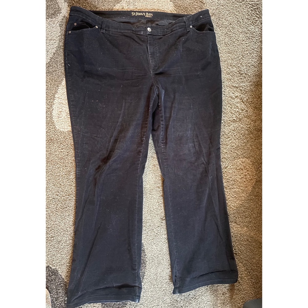 St Johns Bay Black Corduroy Bootcut Pants Plus Average Stretch